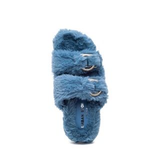 J/SLIDES J SLIDES URBAN SPORT BABEE FAUX FUR SLIDES SLIPPERS BLUE SIZE 7 NWOT